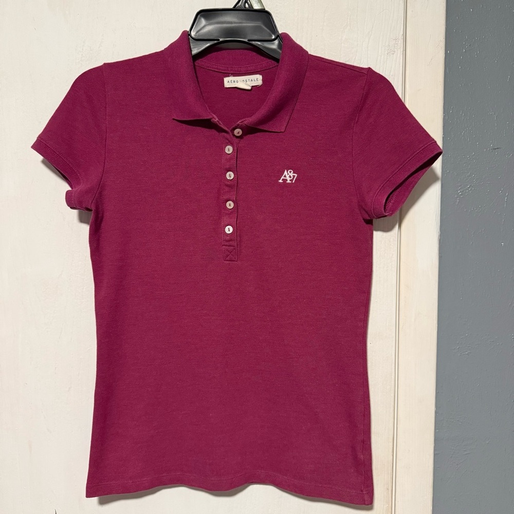 Aeropostale Women's Burgundy Button Down Shirt